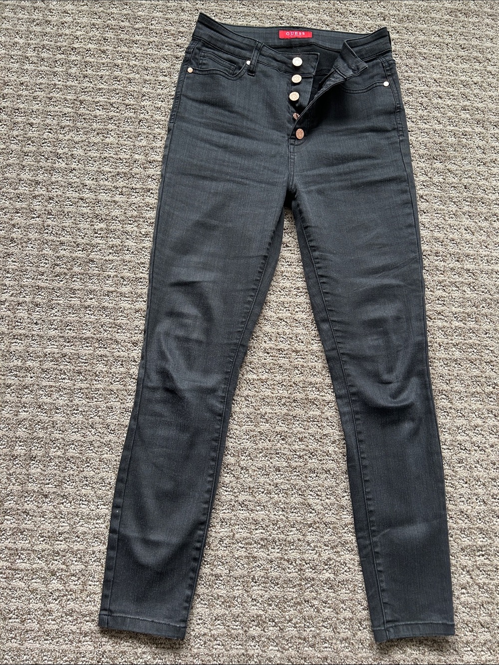 GUESS Black Button-Fly Skinny Jeans